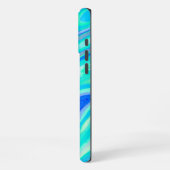 Blauer türkisfarbener Abstrakter Marmor Texture Li iPhone Hülle (Linke Seite)