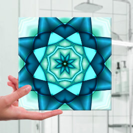 Blauer türkisfarbener floraler Star Keramik Tile Fliese