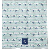 Blauer türkisfarbener Sternenfisch Mit Monogramm g Duschvorhang (Vorderseite)