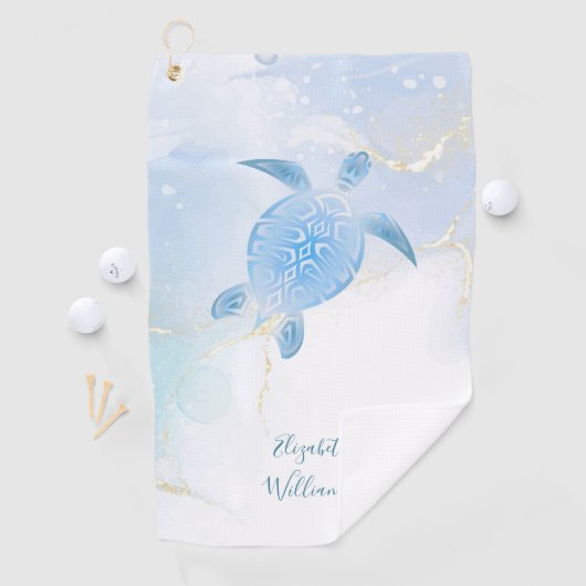 Blauer Turtle Gold Blauer Tinte Golfhandtuch (Insitu)