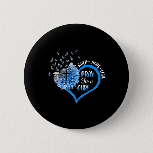 Blauer Typ 1 Diabetes Herzschmetterling Religiös Button (Vorderseite)