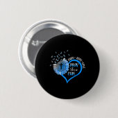 Blauer Typ 1 Diabetes Herzschmetterling Religiös Button (Vorne & Hinten)