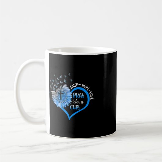 Blauer Typ 1 Diabetes Herzschmetterling Religiös Kaffeetasse (Links)