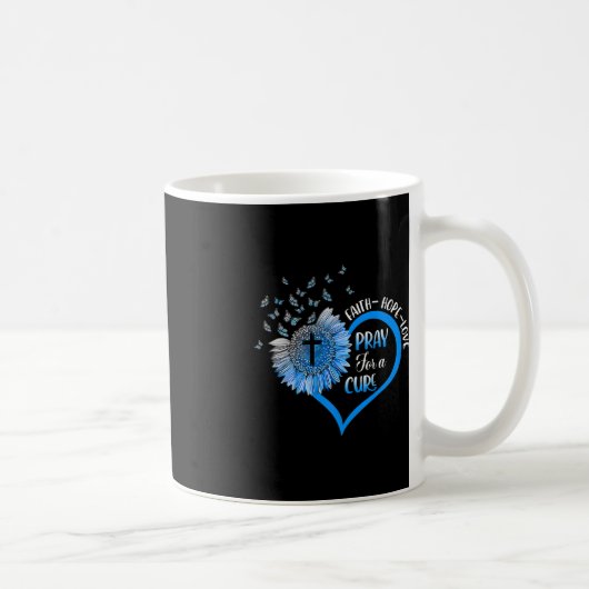 Blauer Typ 1 Diabetes Herzschmetterling Religiös Kaffeetasse (Rechts)