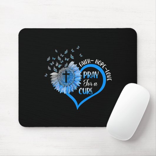 Blauer Typ 1 Diabetes Herzschmetterling Religiös Mousepad (Mit Mouse)