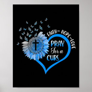 Blauer Typ 1 Diabetes Herzschmetterling Religiös Poster