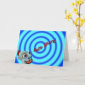 Blauer Typ sagt, "hallo dort " Karte (Gelbe Blume)