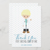 Blauer Typografie Polka Dot Dankeskarte (Vorne/Hinten)