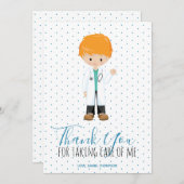 Blauer Typografie Polka Dot Dankeskarte (Vorne/Hinten)