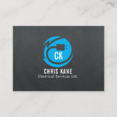 Blauer u. grauer Elektrikerlogoentwurf Visitenkarte (Vorderseite)
