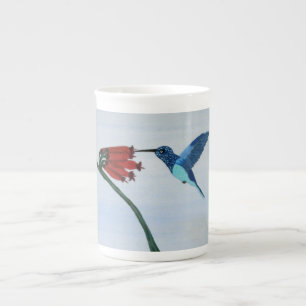 Blauer u. grüner Kolibri Porzellantasse