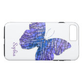 Blauer u. lila Glitzer-Schmetterling Case-Mate iPhone Hülle (Rückseite (Horizontal))