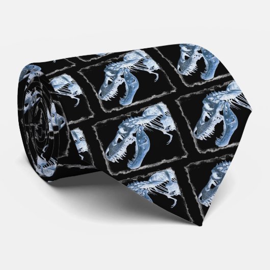 Blauer u. schwarzer T-Rex Röntgenstrahl entbeint Krawatte (Gerollt)