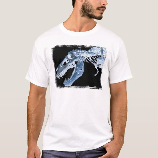 Blauer u. schwarzer T-Rex Röntgenstrahl entbeint T-Shirt (Vorderseite)