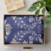 Blauer u. weißer Damast-Muster-Druck-Entwurf Seidenpapier (Geschenk)