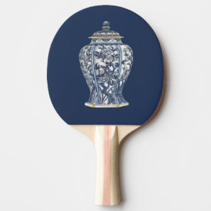 Blauer u. weißer Porzellan-Vase durch Tischtennis Schläger