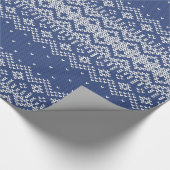 Blauer u. weißer Winter-Strickjacke-Strick Geschenkpapier (Ecke)