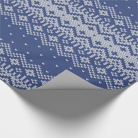 Blauer u. weißer Winter-Strickjacke-Strick Geschenkpapier (Ecke)