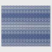 Blauer u. weißer Winter-Strickjacke-Strick Geschenkpapier (Flach)