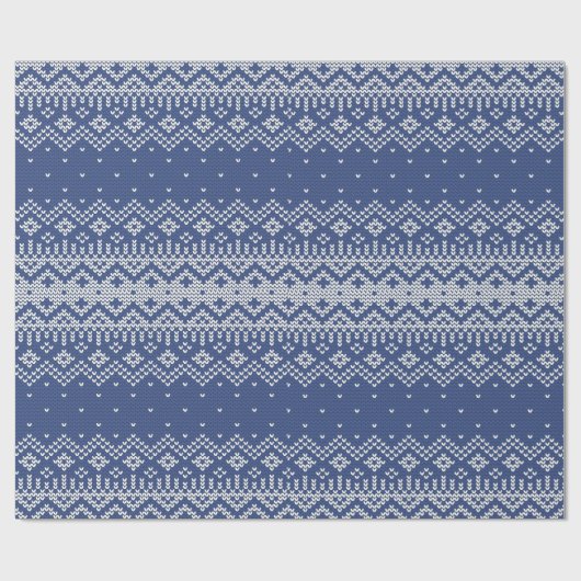 Blauer u. weißer Winter-Strickjacke-Strick Geschenkpapier (Flach)