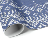 Blauer u. weißer Winter-Strickjacke-Strick Geschenkpapier (Rolleneckpunkt)