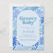 Blauer und Aquamariner Retro Blumenstrauß Kinderdu Einladung (Vorderseite)