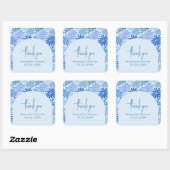 Blauer und Aquamariner Retro Blumenstrauß Kinderdu Quadratischer Aufkleber (Blatt)