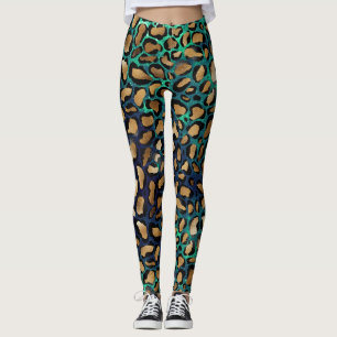 Blauer und Aquamariner Tierdruck Leggings