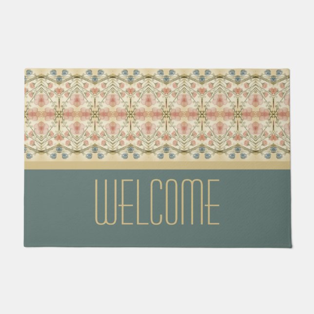 Blauer und Beige Dekorator - Empfang Fußmatte (Vorderseite)