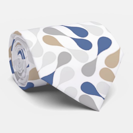 Blauer und Beige Droptern Muster Krawatte (Gerollt)