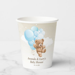 Blauer und Beiger Teddybär mit Ballons Pappbecher