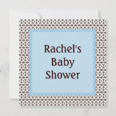 Blauer und brauner Babydusche Einladung (Rückseite)
