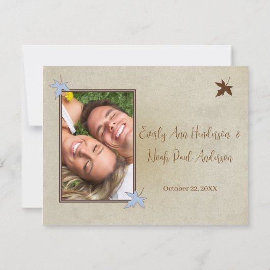 Blauer und brauner Baum - Einladung zum Hochzeitsf (Rückseite)