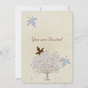 Blauer und brauner Baum Einladung zur Hochzeit