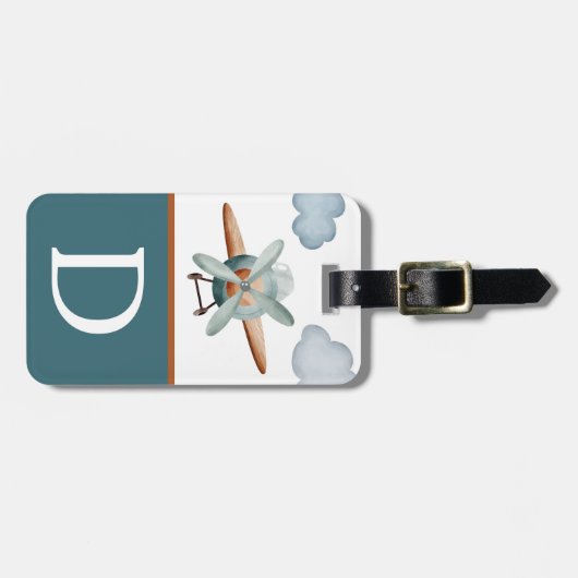 Blauer und brauner Farbblock-Kid Gepäckanhänger (Vorderseite horizontal)