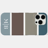 Blauer und brauner Farbblock mit Monogramm Case-Mate iPhone Hülle (Rückseite (Horizontal))