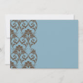 Blauer und brauner Jahrgang Hochzeit Einladung (Rückseite)