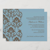 Blauer und brauner Jahrgang Hochzeit Einladung (Vorne/Hinten)