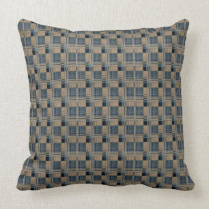 Blauer und brauner Korbgeflecht-Wurfkissen 50 cm x Kissen