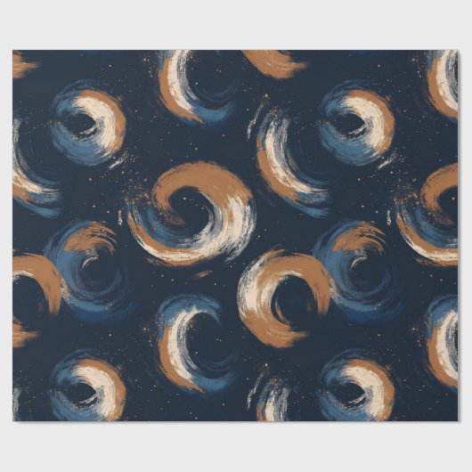 Blauer und brauner Kreis auf dunklem Hintergrund Geschenkpapier (Flach)