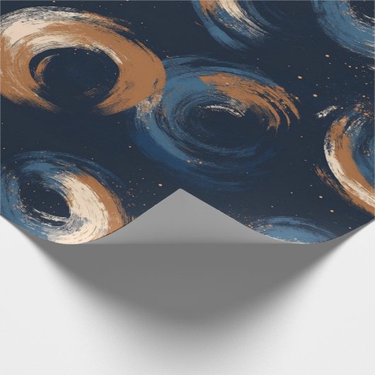 Blauer und brauner Kreis auf dunklem Hintergrund Geschenkpapier (Ecke)
