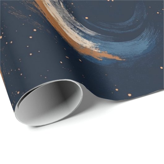 Blauer und brauner Kreis auf dunklem Hintergrund Geschenkpapier (Rolleneckpunkt)