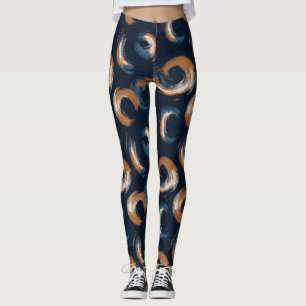 Blauer und brauner Kreis auf dunklem Hintergrund Leggings