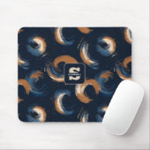 Blauer und brauner Kreis auf dunklem Hintergrund Mousepad (Mit Mouse)