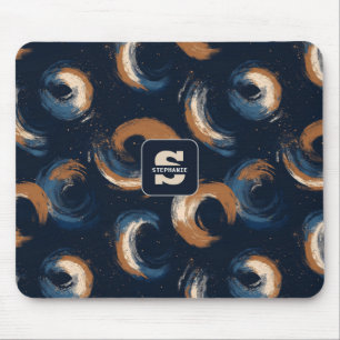 Blauer und brauner Kreis auf dunklem Hintergrund Mousepad