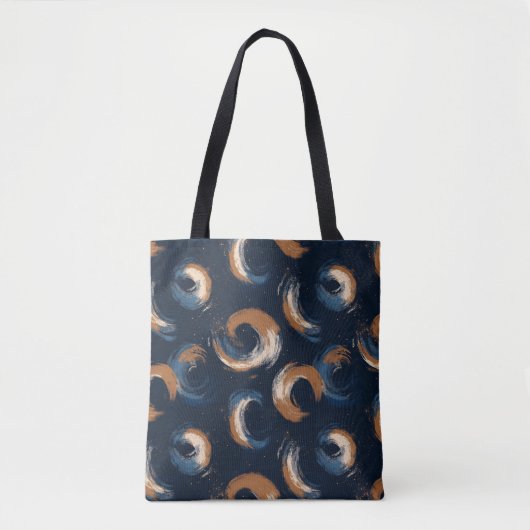 Blauer und brauner Kreis auf dunklem Hintergrund Tasche (Vorderseite)