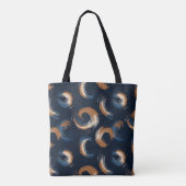 Blauer und brauner Kreis auf dunklem Hintergrund Tasche (Rückseite)