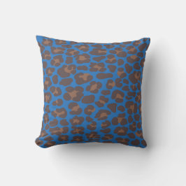 Blauer und brauner Leopardenprint-Kissen für den A Kissen