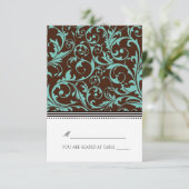 Blauer und brauner Swirl Faltenwurf Zelt-Platzkart Einladung (Stehend Vorderseite)