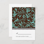 Blauer und brauner Swirl Faltenwurf Zelt-Platzkart Einladung (Vorne/Hinten)